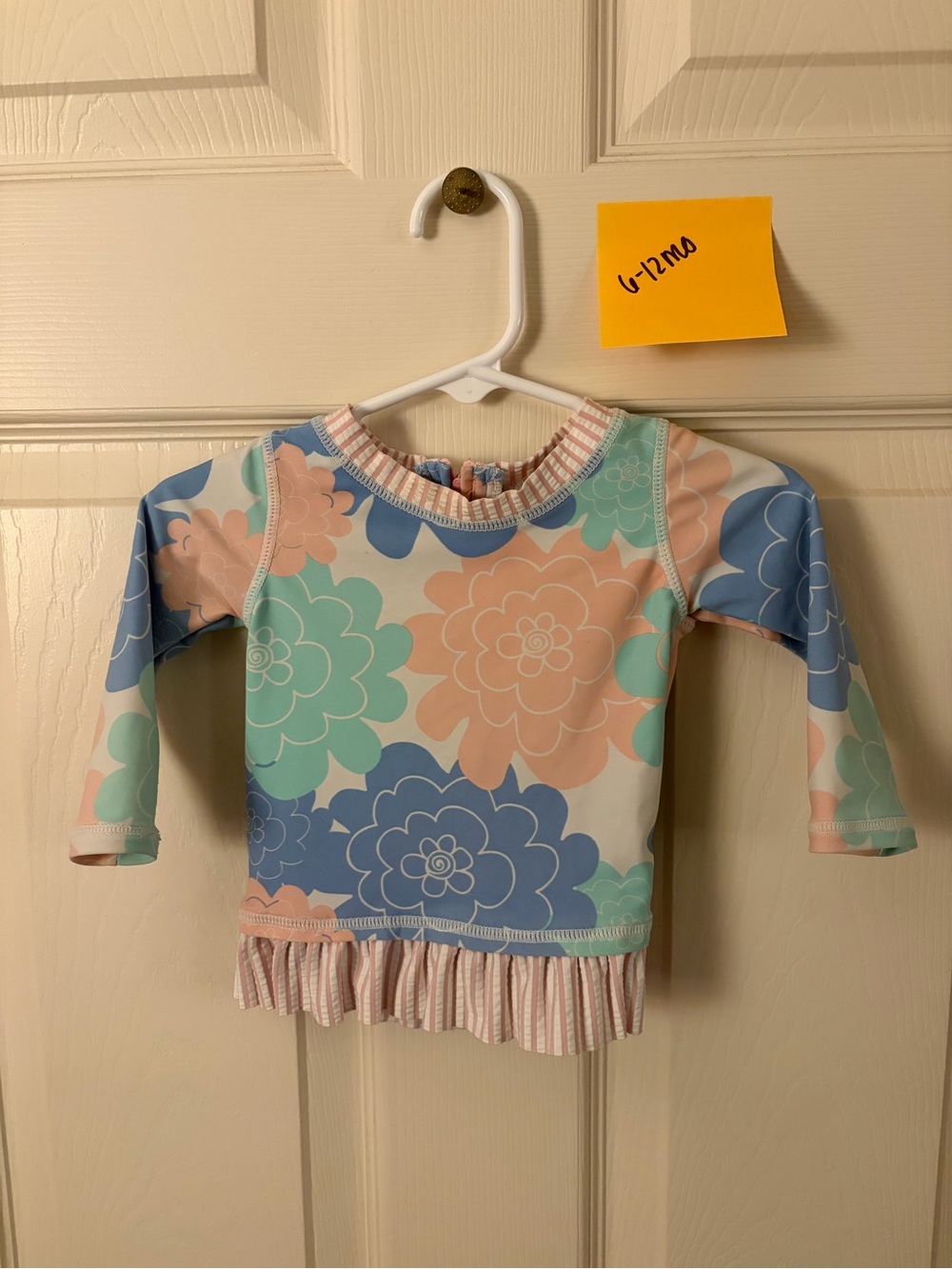 Rufflebutts Girls' Floral Long-Sleeve Rash Guard Top 6-12 mo
